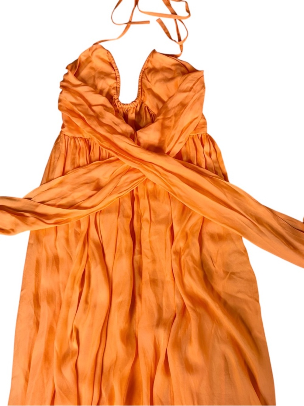 Cult Gaia PAPAYA Sloane Halter Dress Maxi Swim Cover-up Deep V Open Back Size M - Picture 9 of 13